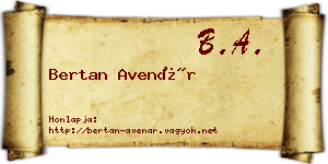 Bertan Avenár névjegykártya
